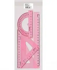 Набор чертежный СТАММ (треуг. 2шт., линейка 20см, трансп) прозрач, фото №1