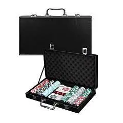 Набор д/покера "Казино" 300 фишек с номиналом чер 39х21х6.5см, фото №1