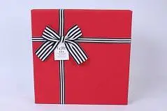 Коробка подарочная "Красная" бант квадрат 210x210x110 3-3, фото №1