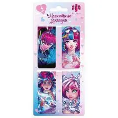 Набор закладок магнитных д/книг "РОМАНТИЧНЫЕ ДЕВУШКИ" 4шт,25х58м, фото №1