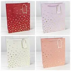 Сумка подарочная "Сердечки" 26*32*12см тиснение, фото №1