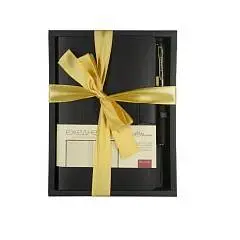 Набор подарочный А5 "MEGAPOLIS FLEX SMART" (черный ежедн.+ ручка, фото №1