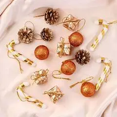 Набор украшений пластик 16 шт "Сюрприз" золото, оранжевый, фото №1