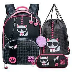 Рюкзак жесткокаркасный Across Кот 37х28х15см, сменка, пенал, фото №1