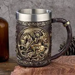 Кружка "Гладиатор" нерж сталь/искусственный камень 600 мл, фото №1