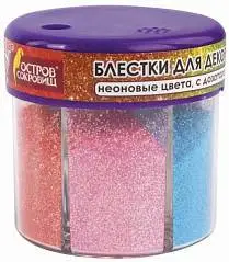 Блестки для декора НЕОН, в банке 6цв, фото №1