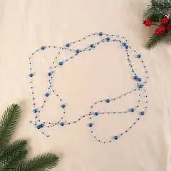 Бусы на ёлку 2 м d-7 мм "Бусины нити" синий, фото №1