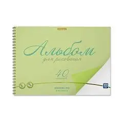 Альбом д/рис А4 40л 120г ЕК гребень пл обложка зелёный, фото №1