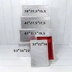 Коробка подарочная  "Кожа крокодила" матовое серебро 32*22*14 см, фото №1