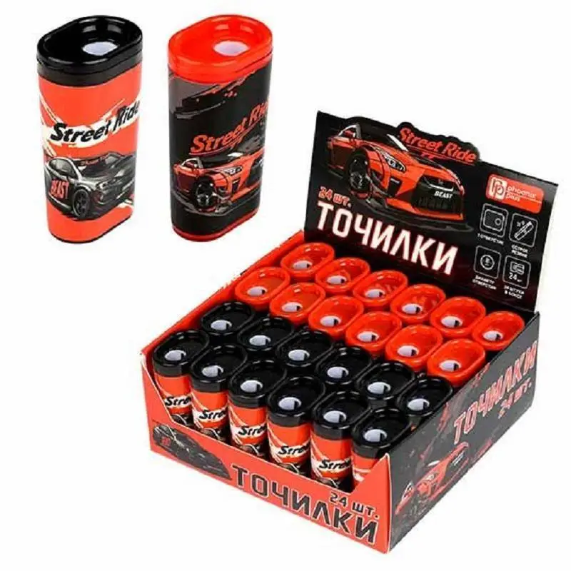Точилка Городские гонки ассорти 1отв контейнер, фото №1
