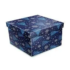 Коробка-куб "Елочки и снежинки" 17x17x17см, фото №1
