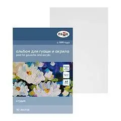 Альбом для гуаши и акрила 30л. А4 склейка Гамма "Студия" 180г/м4, фото №1