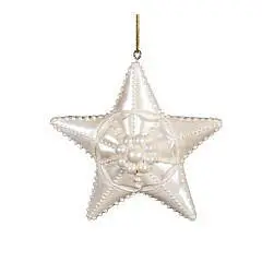 Елочное украшение Звезда белая из полирезины 9,5х9,5см, фото №1