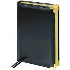 Ежедневник недат А5 "Delucci" гладкая кожа, золот. срез, черный, фото №1