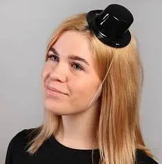 Карнавальная мини-шляпка, на резинке, чёрный, фото №1