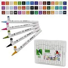 Маркер художеств. перм. двухст.1-4мм набор 48цв пласт.упак., фото №1