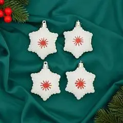 Набор украшений "Звезда праздничная" 4 шт см, 5х7 см, белый, фото №1