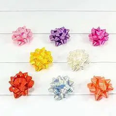 Бант звездочка на липучке 8,9см с золотой полосой (микс), шт, фото №1