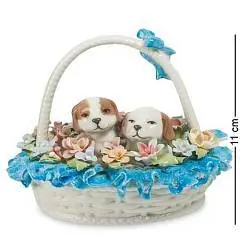 Фигурка ''Щенки в цветочной корзине'' Pavone фарфор, фото №1