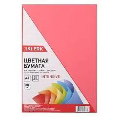 Бумага цветная А4, 80 г/кв.м, 20л, интенсив, красный, фото №1