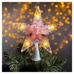 Верхушка на елку "Звезда белая" 18х18см пласт 20LED мульт, фото №1