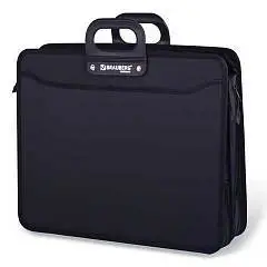 Портфель пластиковый BRAUBERG, А3, 3 отд, на молнии, черный, фото №1