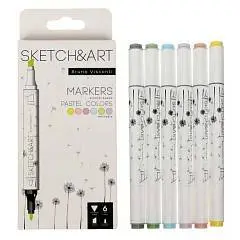Набор марк акрил BV 6цв паст цв Sketch&Art водн осн пл бокс, фото №1