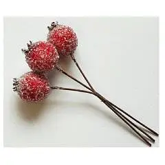 Гранаты засахаренные на вставке 3шт., D4хH14см, красный, фото №1