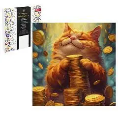 Алмаз моз Кот с деньгами  30*30см на подр полн выкл, фото №1