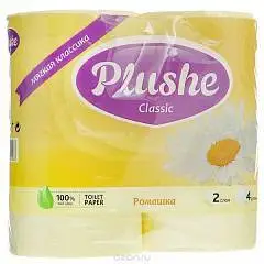 Туалетная бумага PLUSHE Classic Ромашка 2 сл 4 шт, фото №1