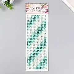 Стразы самоклеящиеся "Градиент зелёного" 30*10,5см, фото №1