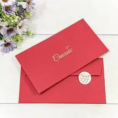 Конверт подарочный "Спасибо" красный 16,9*9,4см, фото №1