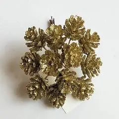 Набор шишек с глиттером на вставках 12шт., D2x2xL10см, зеленый, фото №1