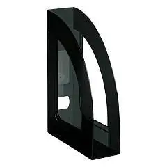 Лоток для бумаг вертикальный СТАММ "Респект" черный тонир., 70мм, фото №1