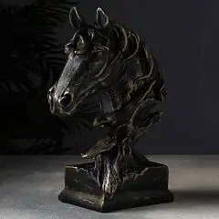 Копилка бюст голова лошади 14*23*41см чёрн зол, фото №1