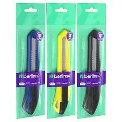 Нож канцелярский Berlingo "Razzor 100" 18мм, push-lock, ассорти, фото №1