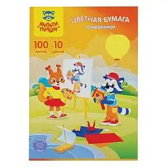 Цветная бумага А4 МП 100л 10цв тон в мас "Приключ Енота" пакет МП, фото №1