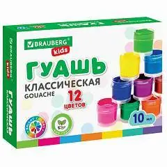 Гуашь Brauberg kids "New" 12 цв по 10 мл, фото №1