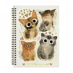 Тетрадь В5 60л ЛИНИЯ "Люби меня.Котики. Счастье" спираль, фото №1