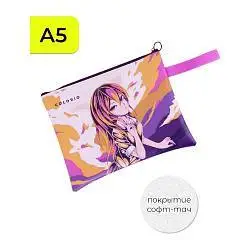 Папка для тетрадей "Anime" А5, на молнии, силикон, софт-тач, фото №1
