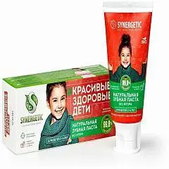Зубная паста дет Synergetic клубничка и банан, 3-6 (красная) 50гр, фото №1