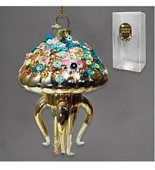 Елочная игрушка Медуза 6,5х6,5х10,5 см, стекло,, фото №1