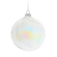 Шар елочный стекло, D 8 см,  белый глянец, фото №1