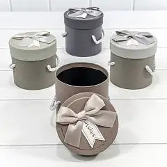 Коробка Круглая 10*10 с ручками и бантиком, фото №1