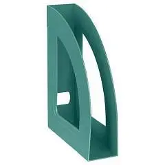 Лоток для бумаг вертикальный СТАММ "Респект" т-зеленый, 70мм, фото №1