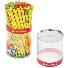 Карандаш чернографитный BRAUBERG "FRESH ZONE" HB, ассорти, фото №1