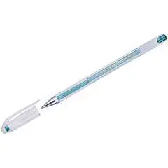 Ручка гелевая "CROWN" зеленый металик, 0,7мм, фото №1