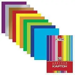 Картон цветной А4 10л 10цв 2х стор Creative Set Hr, фото №1