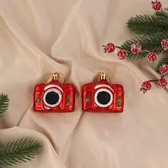 Набор украшений  "Фотоаппарат" (набор 2 шт) 6,5х6 см, красный, фото №1