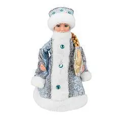 Внучка Деда Мороза в голубой шубе с муфтой,с мелодией, 30см, фото №1